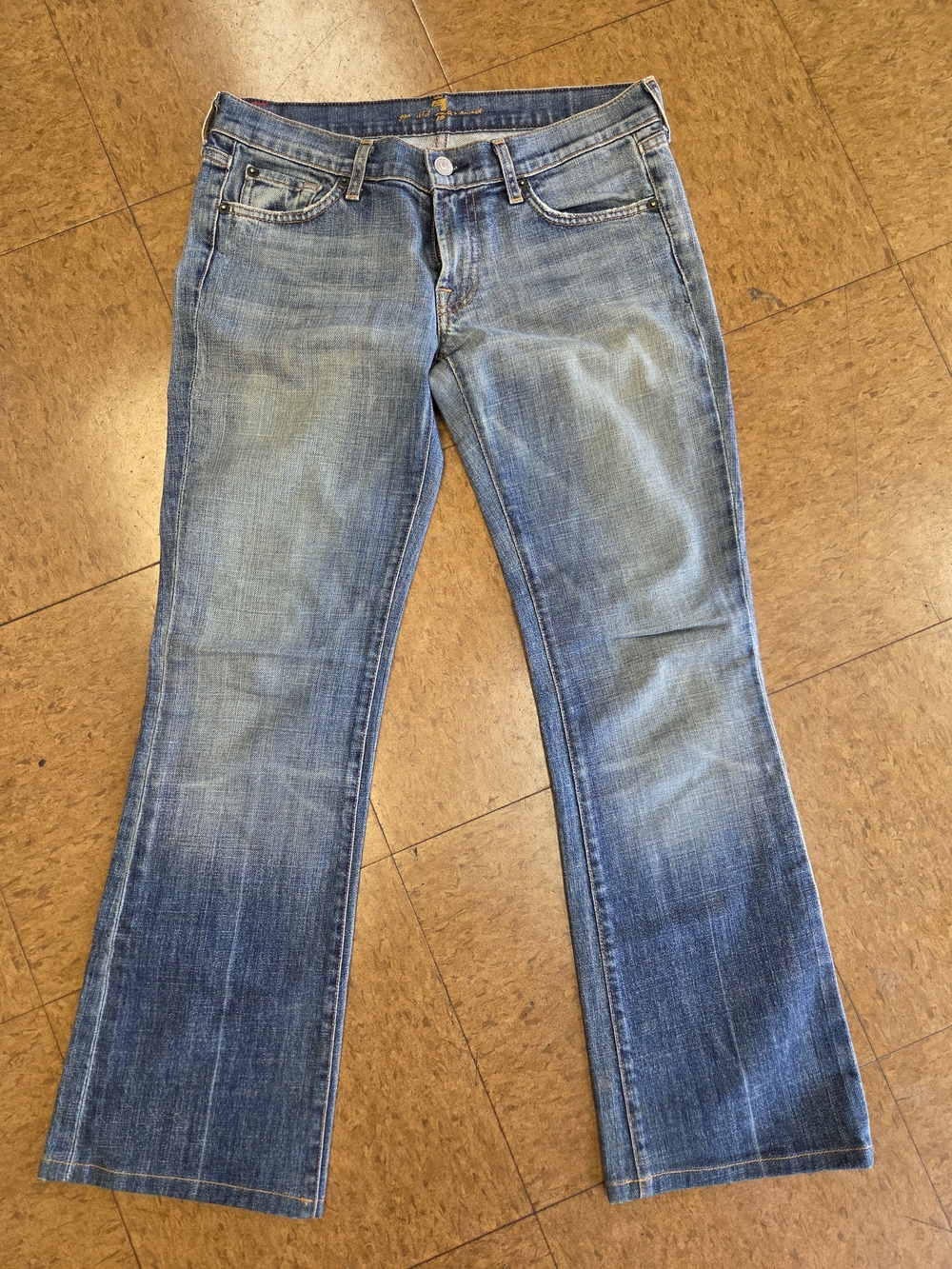 7 For All Mankind Women's Faded Blue Flare Jeans